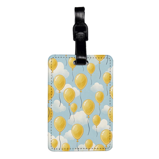 Yellow Balloons Birthday Background Travel Faux Leather Luggage Tag