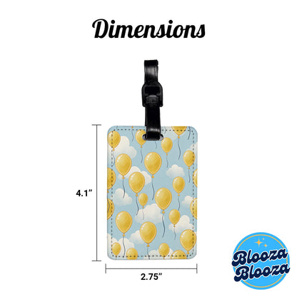 Yellow Balloons Birthday Background Travel Faux Leather Luggage Tag