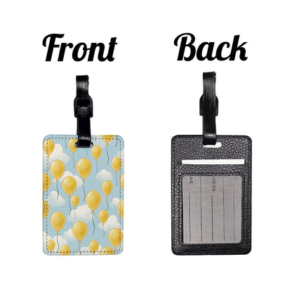 Yellow Balloons Birthday Background Travel Faux Leather Luggage Tag