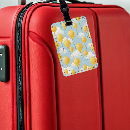 Yellow Balloons Birthday Background Travel Faux Leather Luggage Tag