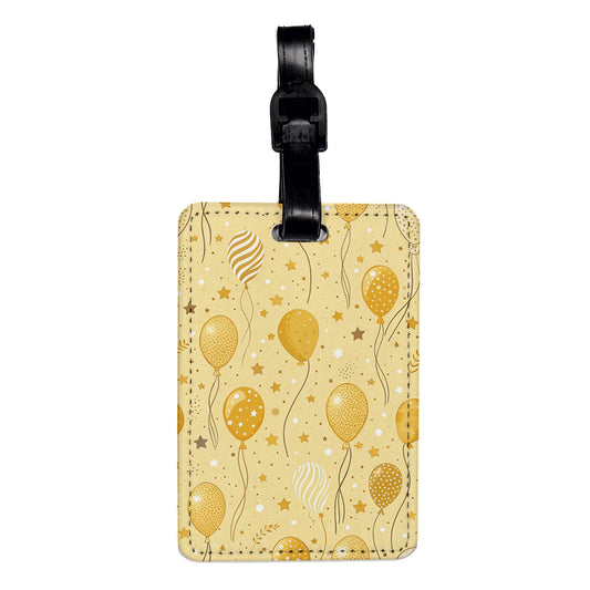 Yellow Birthday Background Travel Faux Leather Luggage Tag