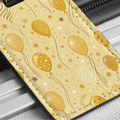 Yellow Birthday Background Travel Faux Leather Luggage Tag