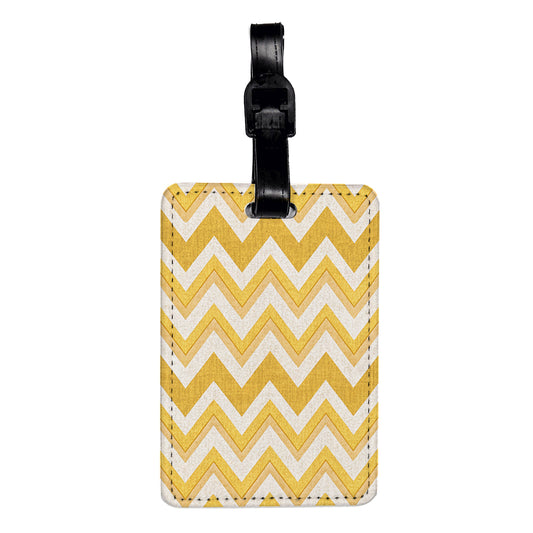 Yellow Chevrons Background Travel Faux Leather Luggage Tag