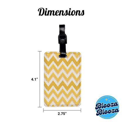 Yellow Chevrons Background Travel Faux Leather Luggage Tag
