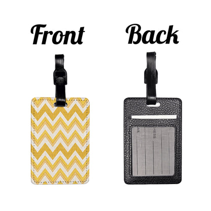 Yellow Chevrons Background Travel Faux Leather Luggage Tag