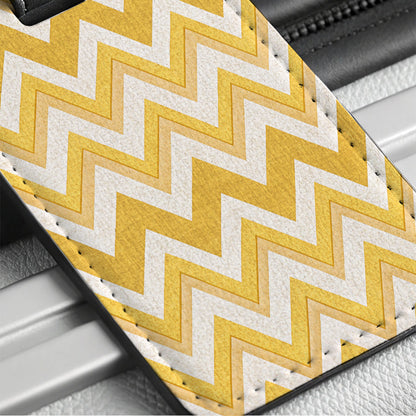 Yellow Chevrons Background Travel Faux Leather Luggage Tag