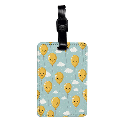 Yellow Happy Balloons Birthday Cute Travel Faux Leather Luggage Tag