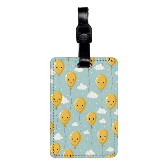 Yellow Happy Balloons Birthday Cute Travel Faux Leather Luggage Tag