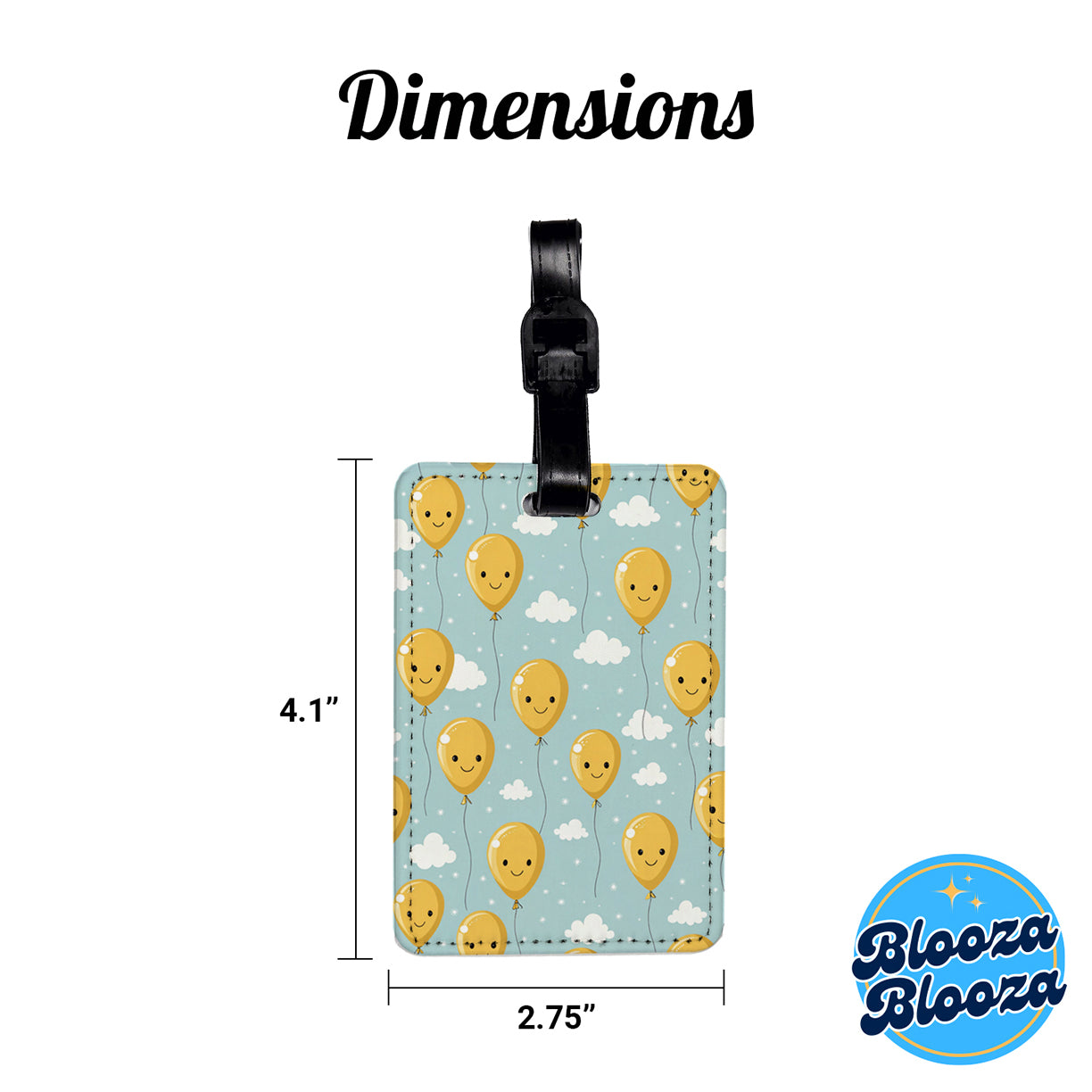 Yellow Happy Balloons Birthday Cute Travel Faux Leather Luggage Tag