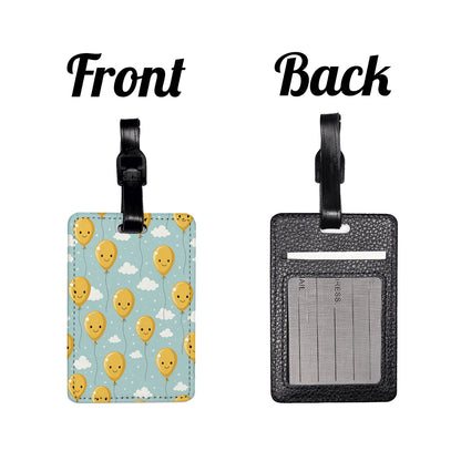 Yellow Happy Balloons Birthday Cute Travel Faux Leather Luggage Tag