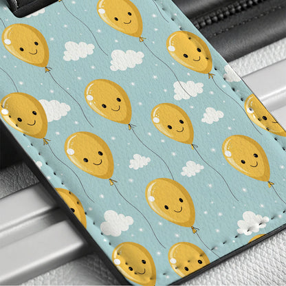Yellow Happy Balloons Birthday Cute Travel Faux Leather Luggage Tag