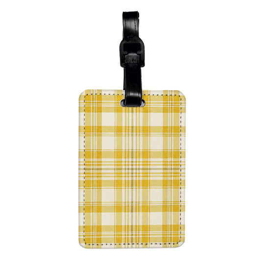 Yellow Plaid Background Travel Faux Leather Luggage Tag