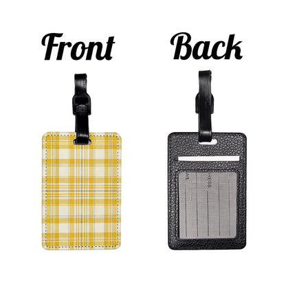 Yellow Plaid Background Travel Faux Leather Luggage Tag