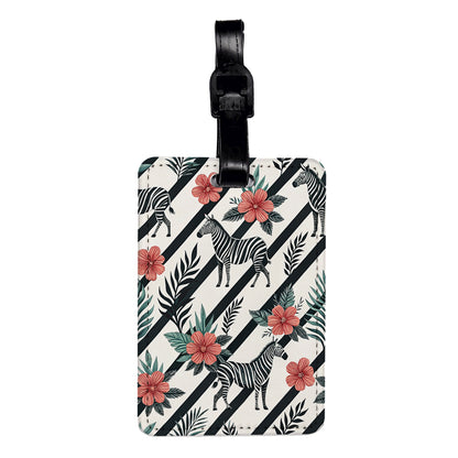 Zebra And Black Stripes Background Travel Faux Leather Luggage Tag