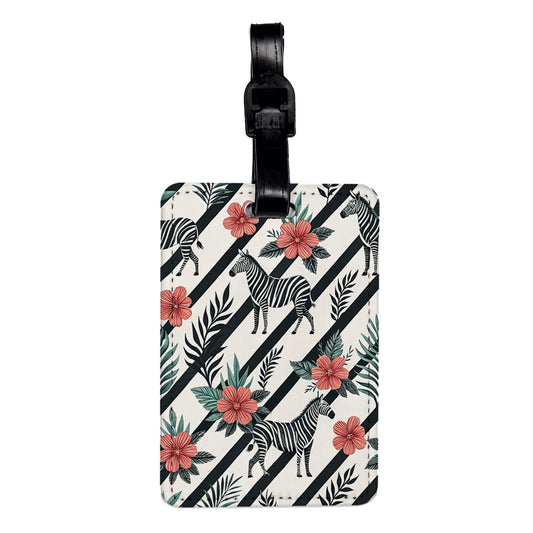 Zebra And Black Stripes Background Travel Faux Leather Luggage Tag