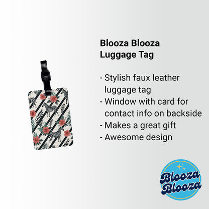 Zebra And Black Stripes Background Travel Faux Leather Luggage Tag
