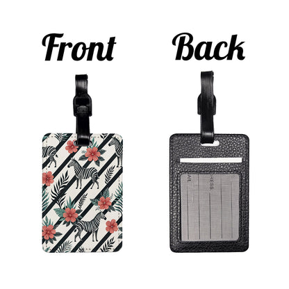 Zebra And Black Stripes Background Travel Faux Leather Luggage Tag