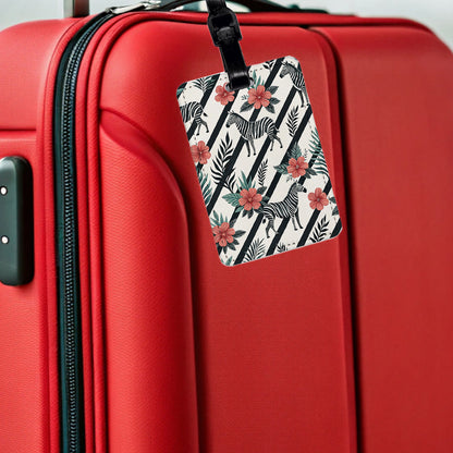 Zebra And Black Stripes Background Travel Faux Leather Luggage Tag