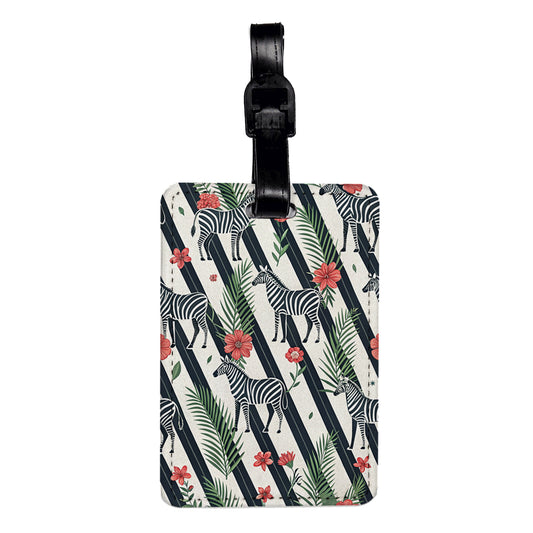 Zebras And Stripes Travel Faux Leather Luggage Tag
