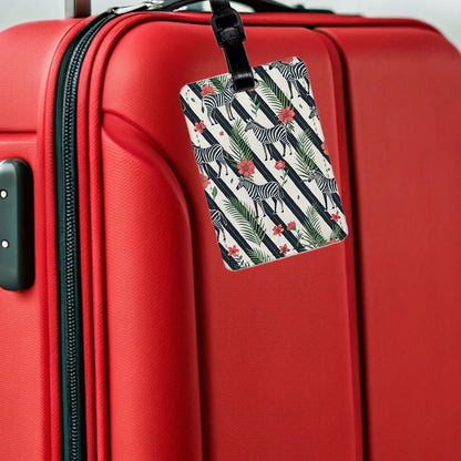 Zebras And Stripes Travel Faux Leather Luggage Tag