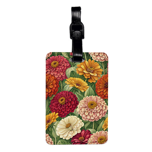 Zinnia Flowers Elegant Travel Faux Leather Luggage Tag