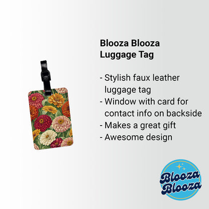 Zinnia Flowers Elegant Travel Faux Leather Luggage Tag