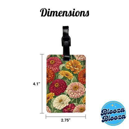 Zinnia Flowers Elegant Travel Faux Leather Luggage Tag