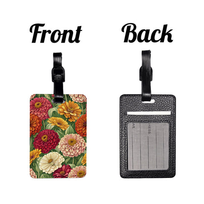 Zinnia Flowers Elegant Travel Faux Leather Luggage Tag