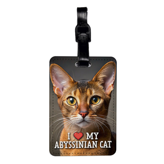 I Love My Abyssinian Cat Heart Travel Faux Leather Luggage Tag