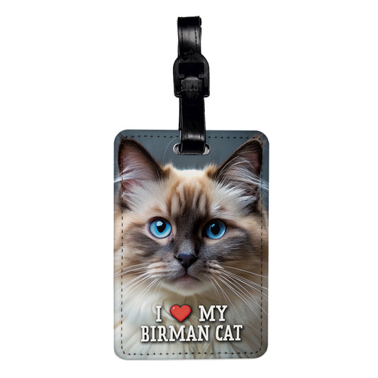 I Love My Birman Cat Heart Travel Faux Leather Luggage Tag