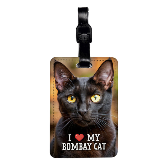 I Love My Bombay Cat Heart Travel Faux Leather Luggage Tag