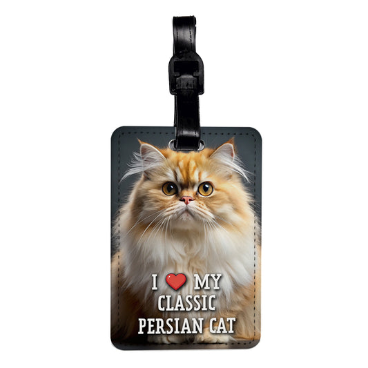 I Love My Classic Persian Cat Heart Travel Faux Leather Luggage Tag