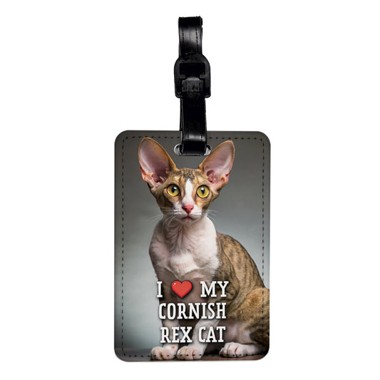 I Love My Cornish Rex Cat Heart Travel Faux Leather Luggage Tag