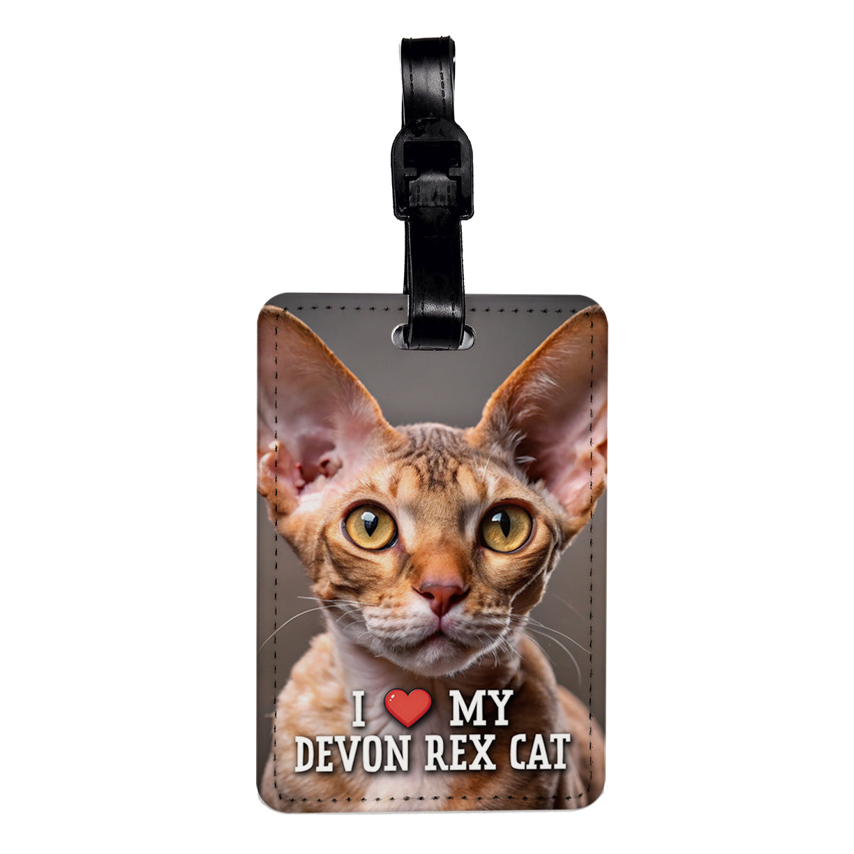 I Love My Devon Rex Cat Heart Travel Faux Leather Luggage Tag