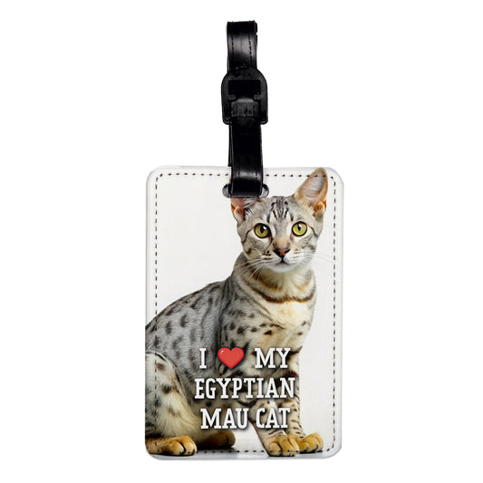 I Love My Egyptian Mau Cat Heart Travel Faux Leather Luggage Tag