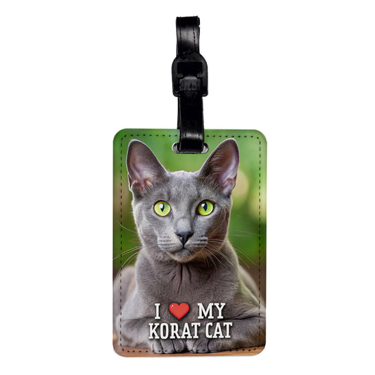 I Love My Korat Cat Heart Travel Faux Leather Luggage Tag