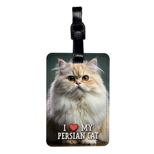 I Love My Persian Cat Heart Travel Faux Leather Luggage Tag