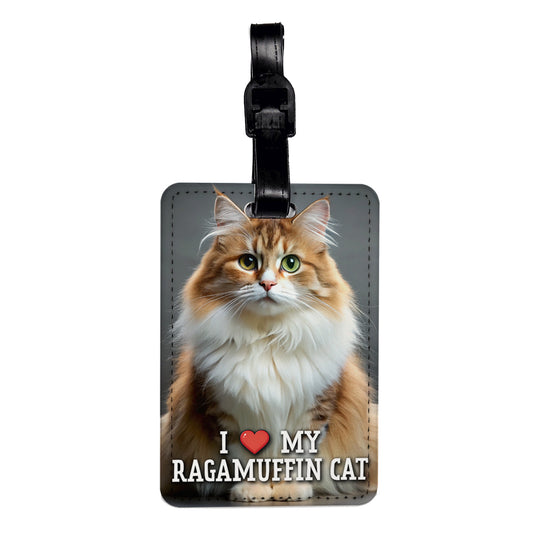 I Love My Ragamuffin Cat Heart Travel Faux Leather Luggage Tag