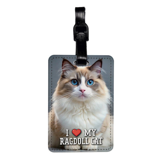 I Love My Ragdoll Cat Heart Travel Faux Leather Luggage Tag