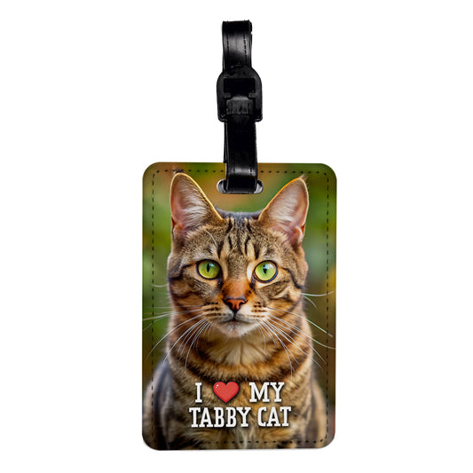 I Love My Tabby Cat Heart Travel Faux Leather Luggage Tag