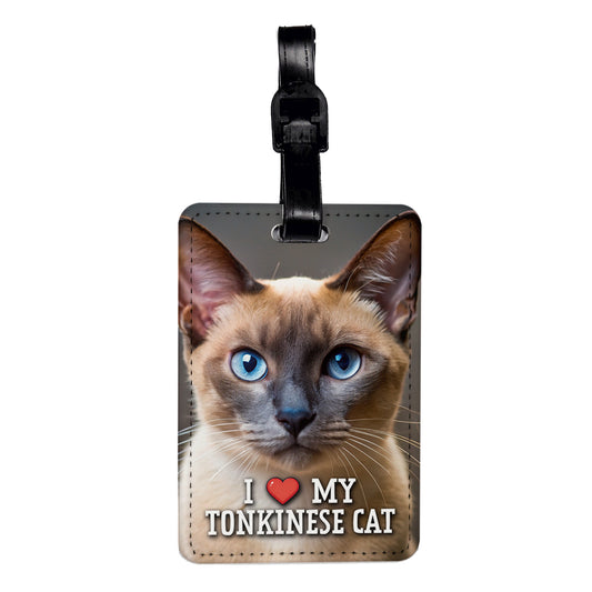 I Love My Tonkinese Cat Heart Travel Faux Leather Luggage Tag