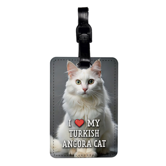 I Love My Turkish Angora Cat Heart Travel Faux Leather Luggage Tag