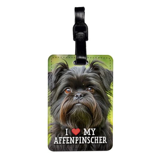 I Love My Affenpinscher Dog Heart Travel Faux Leather Luggage Tag