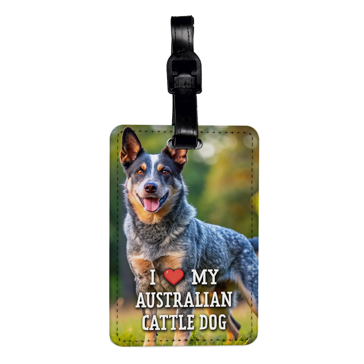 I Love My Australian Cattle Dog Heart Travel Faux Leather Luggage Tag