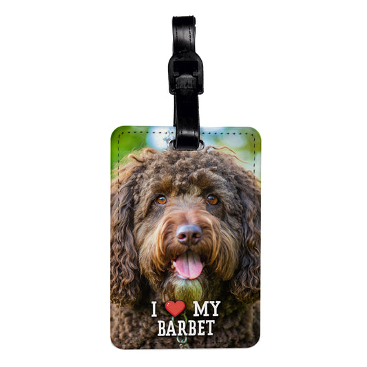 I Love My Barbet Dog Heart Travel Faux Leather Luggage Tag