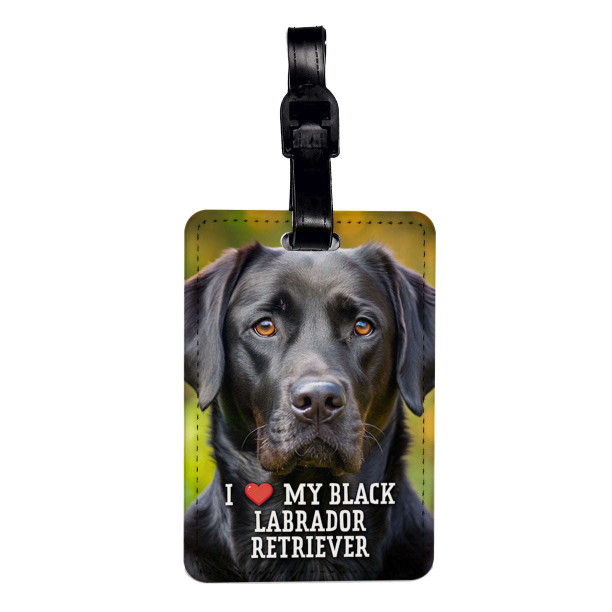 I Love My Black Labrador Retriever Dog Heart Travel Faux Leather Luggage Tag