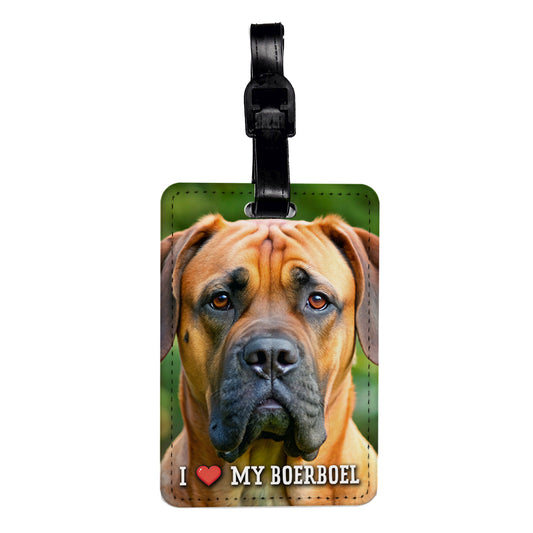 I Love My Boerboel Dog Heart Travel Faux Leather Luggage Tag