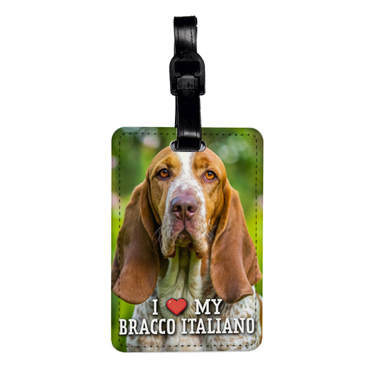 I Love My Bracco Italiano Dog Heart Travel Faux Leather Luggage Tag