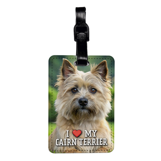 I Love My Cairn Terrier Dog Heart Travel Faux Leather Luggage Tag