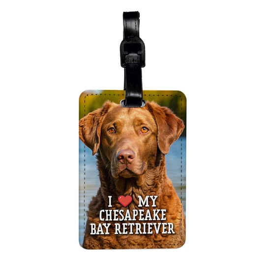 I Love My Chesapeake Bay Retriever Dog Heart Travel Faux Leather Luggage Tag